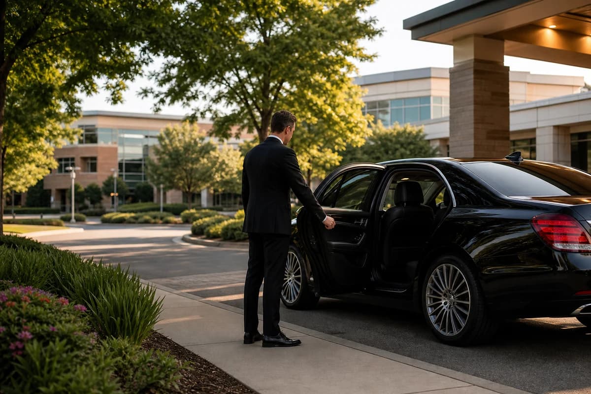 Black luxury car service near an east metro business corridor for Oakdale transportation
