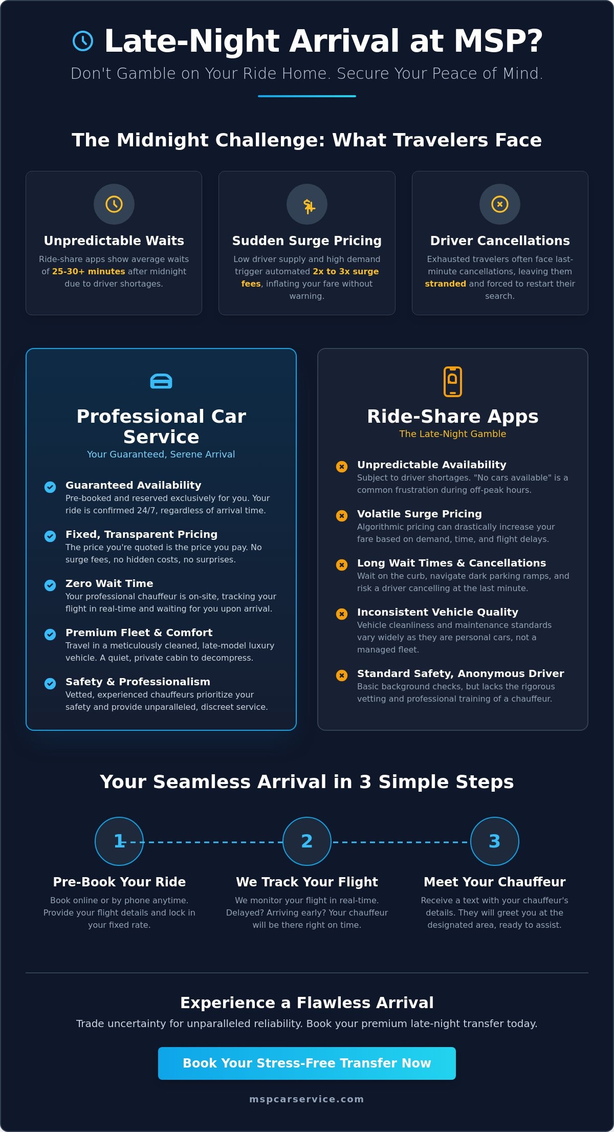 Late Night Car Service from MSP: Reliable 24/7 Airport Transfers